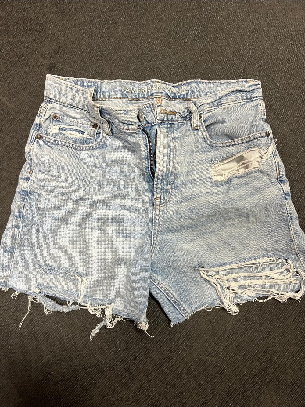 American Eagle Outfitters Faded Light Blue Distressed Denim Shorts